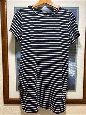 Cynthia Rowley Navy & White Striped Short-Sleeve Mini Dress